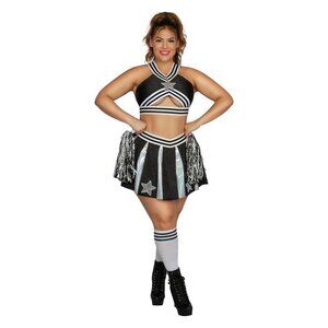NEW Allstar Cheerleader Costume Plus SZ 1X Skirt & Pom Poms Only NO TOP